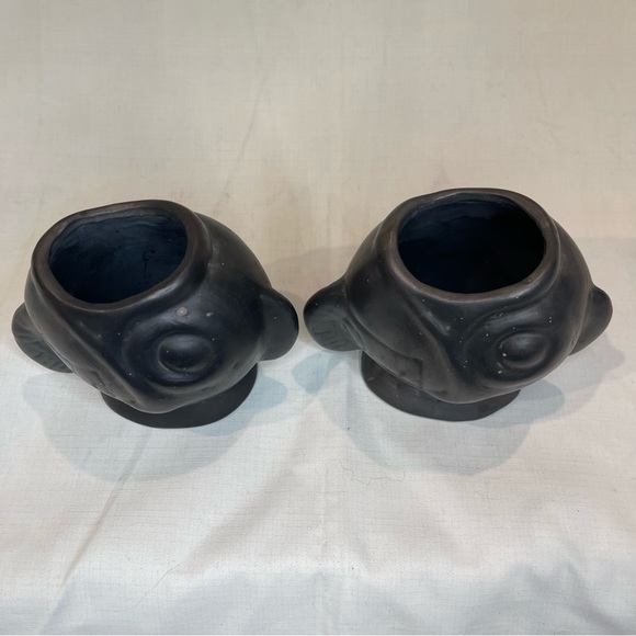 Two Blackware Small Fish Figural Planters Signed Lama Oaxaca Mexico - Picture 10 of 15